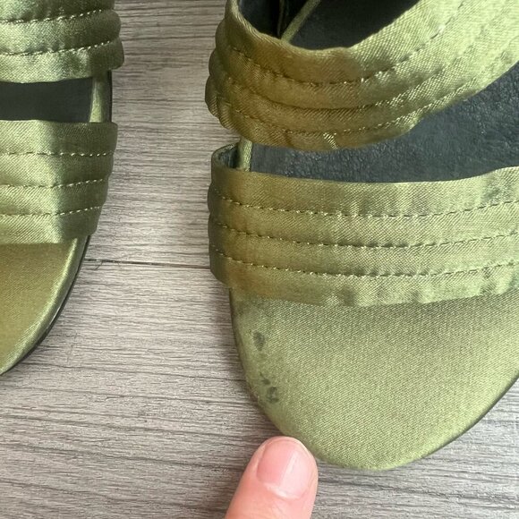 Sol Sana Strappy Block Heel Gabby Heel in Forest Green Satin Size EU38 / W7 - Picture 8 of 8